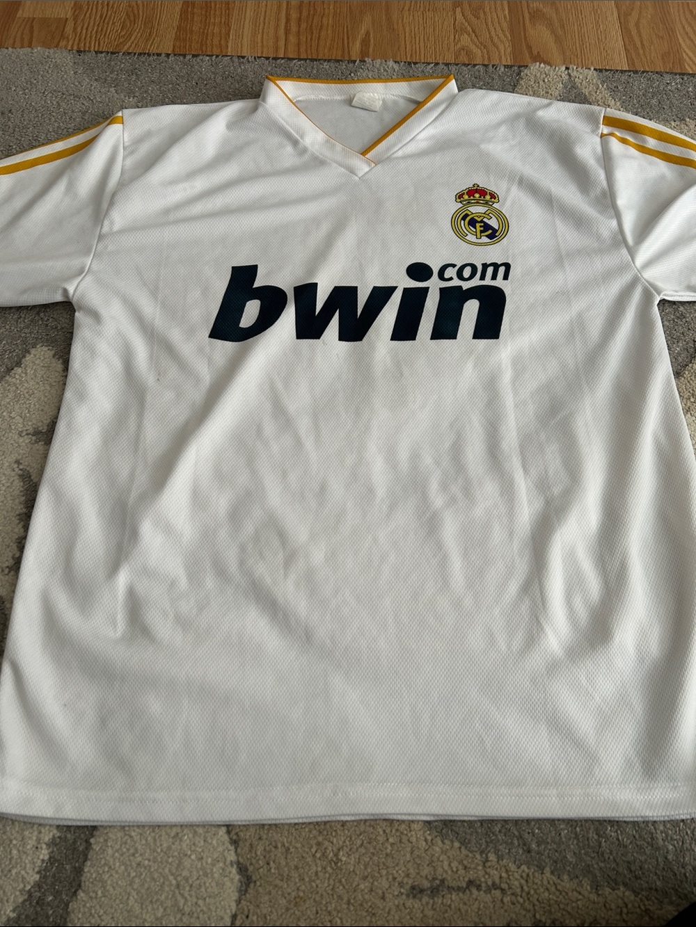 Real Madrid White Soccer Jersey with Gold Accents